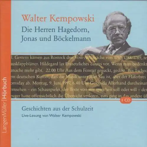 CD: Walter Kempowski - Die Herren Hagedorn, Jonas und Böckelmann. 2009, Lesung