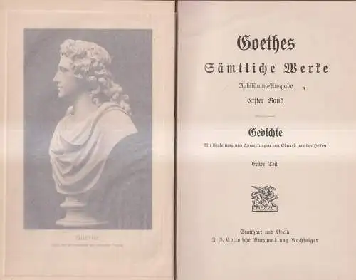 Buch: Goethes Sämtliche Werke 1 - Gedichte I. J. W. Goethe, Cotta'sche Buchhandl