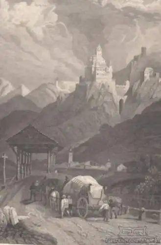 Bergveste Trostberg in Tyrol. aus Meyers Universum, Stahlstich. Kunstgrafik