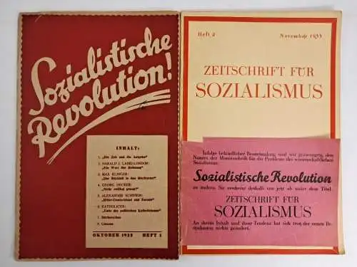 9 Hefte Zeitschrift für Sozialismus, Nr. 1-6, 20-25, 1933-35, Sattler, Graphia