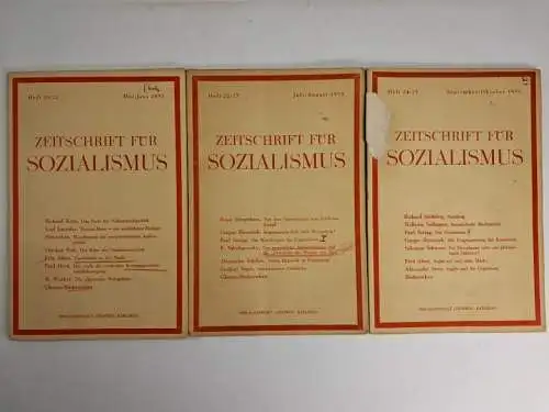 9 Hefte Zeitschrift für Sozialismus, Nr. 1-6, 20-25, 1933-35, Sattler, Graphia