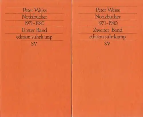 Buch: Notizbücher, Weiss, Peter. 2 Bände, Edition Suhrkamp 1067, 1983