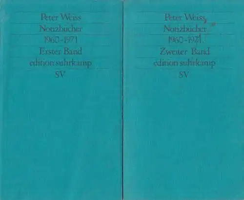 Buch: Notizbücher, Weiss, Peter. 2 Bände, edition suhrkamp, 1982, 1960 - 1971