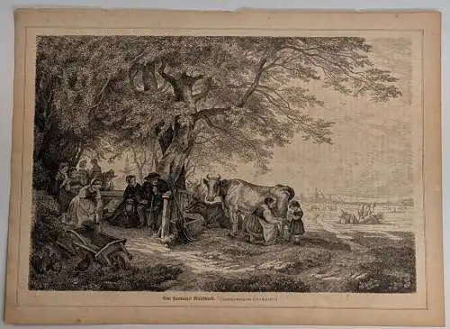 Holzstich: Eine Hamburger Milchschenke, Daheim, Grafik, 1865, Otto Speckter