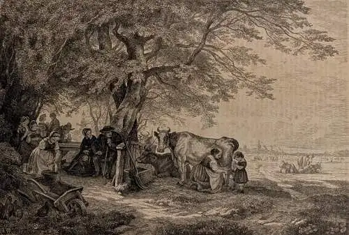 Holzstich: Eine Hamburger Milchschenke, Daheim, Grafik, 1865, Otto Speckter