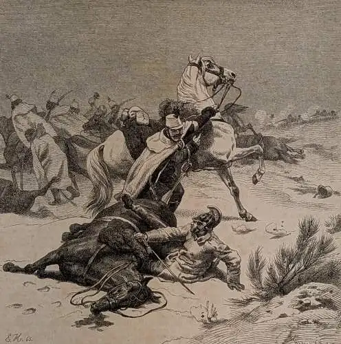 Holzstich: Prinz von Arenberg bei Oeversee, Daheim, Grafik, Repro, E. Hünten