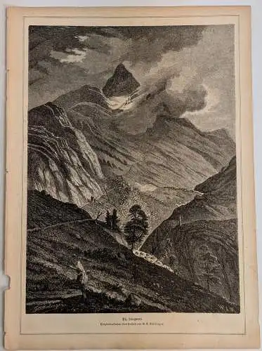 Holzstich: Piz Languard, Daheim, Grafik, G. A. Amberger, 1865, Reproduktion