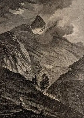 Holzstich: Piz Languard, Daheim, Grafik, G. A. Amberger, 1865, Reproduktion