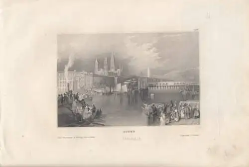 Rouen. aus Meyers Universum, Stahlstich. Kunstgrafik, 1850, gebraucht, gu 265206