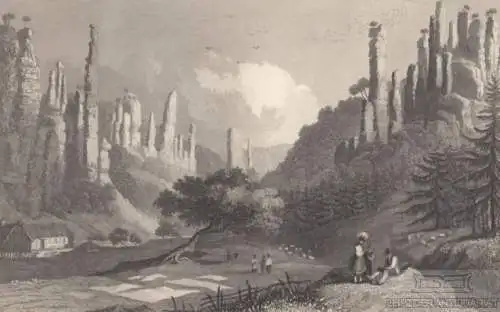 Der Bieler Grund in der Sächsischen Schweiz. aus Meyers Universum, Stahlstich