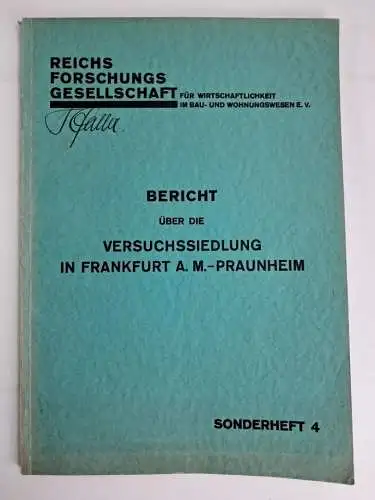 Buch: Bericht über die Versuchssiedlung in Frankfurt a. M. - Praunheim, 1929