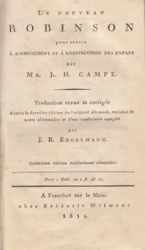 Buch: Le nouveau Robinson pour servir a L´Amusement et L`instruction... Campe