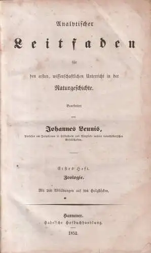 Buch: Analytischer Leitfaden, Erstes bis drittes Heft, Joh. Leunis, 1852, Hahn