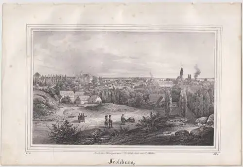 Lithografie: Frohburg, Grafik, Ansicht, um 1836, Saxonia, Eduard Pietzsch