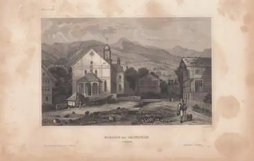Kirche zu Sachseln (Schweiz). aus Meyers Universum, Stahlstich. Kunstgrafik