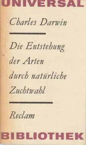 Buch: Die Entstehung der Arten durch natürliche Zuchtwahl, Darwin, Charles. 1980