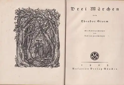 Buch: Drei Märchen, Storm, Theodor, 1925, Musarion Verlag, gebraucht, gut