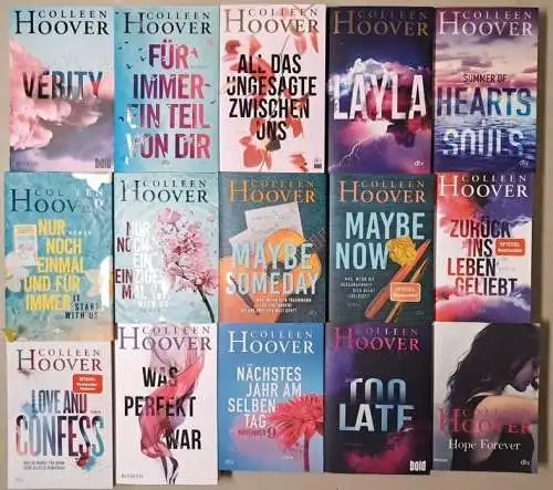15 Bücher Colleen Hoover, dtv, Lily, Ryle und Atlas 1+2, Hope forever, Layla ...