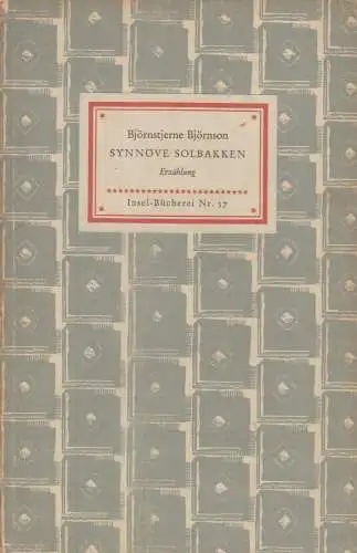 Insel-Bücherei 37, Synnöve Solbakken, Björnson, Björnstjerne, Insel Verlag, 1954