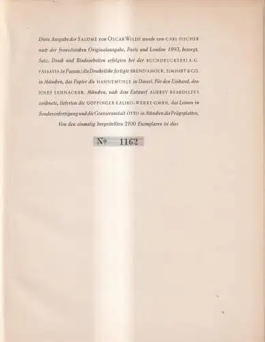 Buch: Salome, Drame en un acte, Wilde, Oscar, 1949, Heinrich F. S. Bachmair