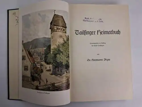 Buch: Tailfinger Heimatbuch, Hermann Bizer, 1953, gebraucht, gut, H. Daniel