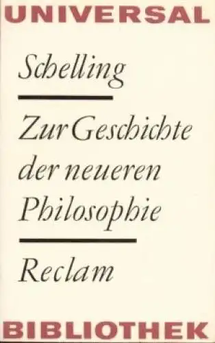 Buch: Zur Geschichte der neueren Philosophie, Schelling, F.W.J. 1975