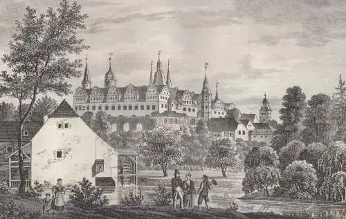 Lithografie: Das Schloss zu Merseburg, 1836, Eduard Pietzsch & Comp., Saxonia
