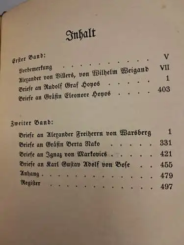 Buch: Briefe eines Unbekannten, Alexander von Villers, 2 Bände, 1910, Insel