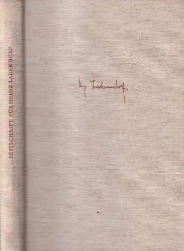 Buch: Festschrift für Heinz Ladendorf. Pter Bloch, Gisela Zick, 1970, Böhlau