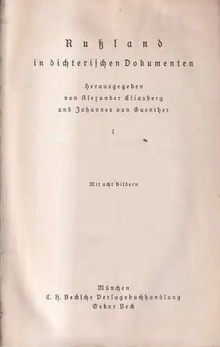 Buch: Russland in dichterischen Dokumenten, 3 Bände in 1, Beck Verlag, Eliasberg