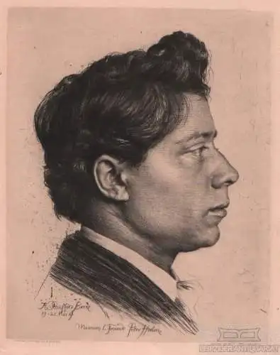 Radierung: Portrait des Künstlers Peter Halm, Stauffer-Bern, Karl. Kunstgrafik