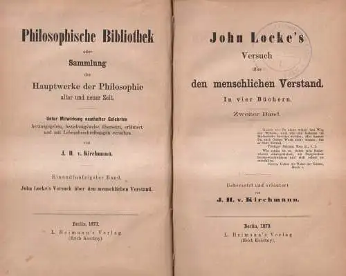 Buch: John Locke's Versuch über den menschlichen Verstand 2. Band, 1873, Heimann