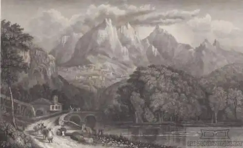 Cintra bei Lissabon in Portugal. aus Meyers Universum, Stahlstich. Kunstgrafik