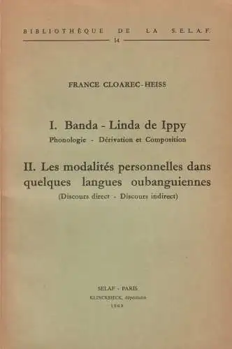 Banda - Linda de Ippy / Modalites personnelles de langues oubanguiennes, 1969