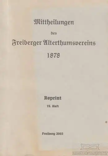 Buch: Mittheilungen des Freiberger Alterthumsvereins 1878, Gerlach, Heinrich