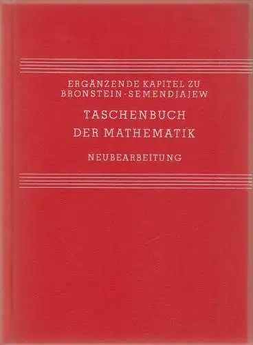 Buch: Ergänzende Kapitel zum Taschenbuch der Mathematik. Bronstein / Semendjajew