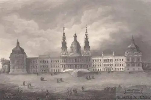 Kloster Mafra in Portugal. aus Meyers Universum, Stahlstich. Kunstgrafik, 1850