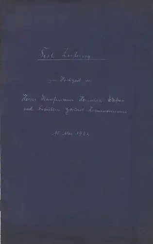 Festzeitung zur Hochzeit des Herrn Kaufmann Heinrich Weber mit Fräulein..., 1922