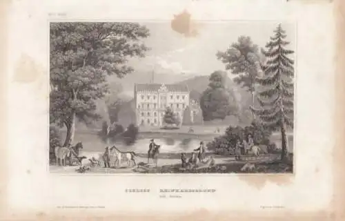 Schloss Reinhardsbrunn bei Gotha. aus Meyers Universum, Stahlstich. Kunstgrafik