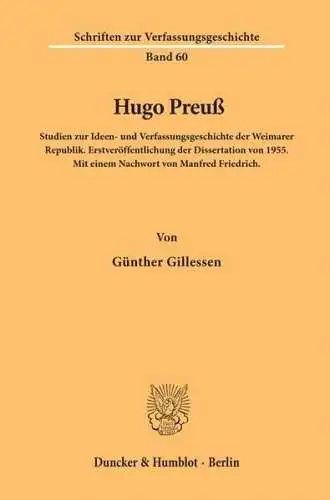Buch: Hugo Preuß, Gillessen, Günther, 2000, Duncker & Humblot, sehr gut