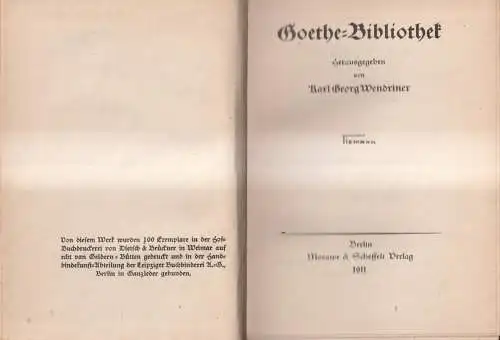 Buch: Goethe aus näherem persönlichen Umgange dargestellt. Johannes Falk, 1911