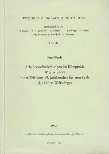 Buch: Arbeiterwohnsiedlungen im Königreich Württemberg ..., Peter Kirsch, 1982