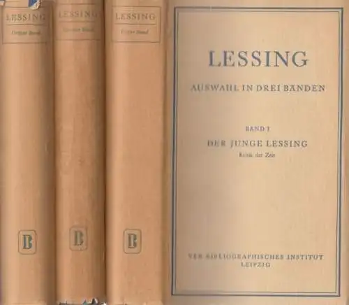 Buch: Auswahl in drei Bänden, Lessing, Gotthold Ephraim. 3 Bände, 1952