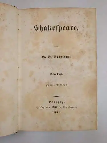 Buch: Shakespeare, Gervinus, G. G., 1850, Wilhelm Engelmann, noch guter Zustand