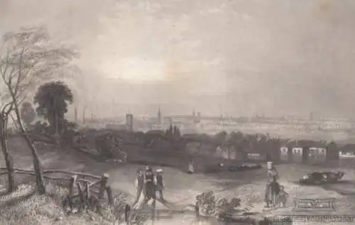 Manchester. aus Meyers Universum, Stahlstich. Kunstgrafik, 1850, gebraucht, gut