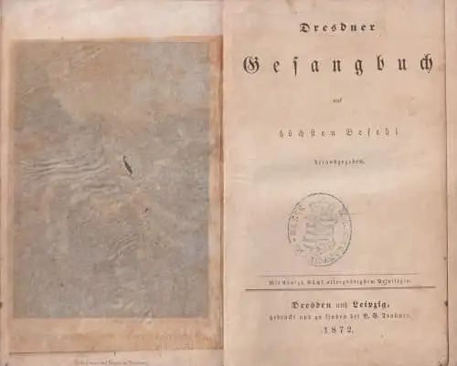 Buch: Dresdner Gesangbuch. 1872, B. G. Teubner Verlag, gebraucht, gut