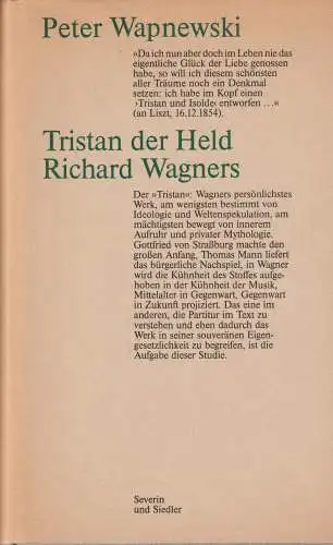 Buch: Tristan der Held Richard Wagners, Wapnewski, Peter, 1981, Severin/Siedler