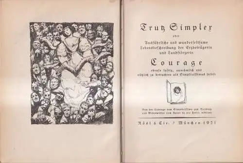 Buch: Trutz Simpler, Hans Jakob Christoffel v. Grimmelshausen, 1921, Rösl & Cie.