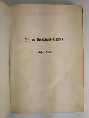 Buch: Darstellung der Berliner Bewegungen im Jahre 1848 ..., Wolff, 1851, Hempel