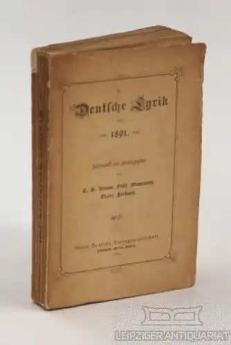 Buch: Deutsche Lyrik von 1891, Bruno, C.G. /Montanus, F. / Servaes, F. 1892